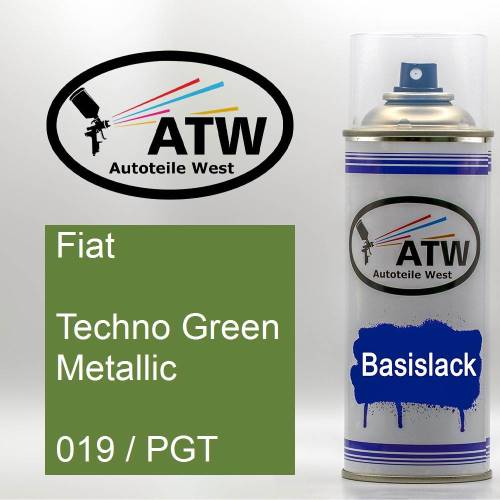 Fiat, Techno Green Metallic, 019 / PGT: 400ml Sprühdose, von ATW Autoteile West.